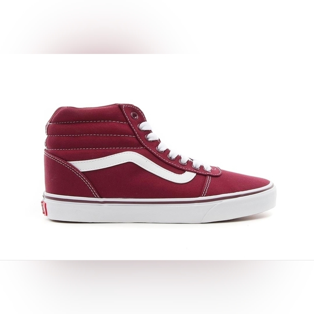 Vans Sk8 Hi Canvas Maroon/ White Womens 7.5 Skateboarding Shoes